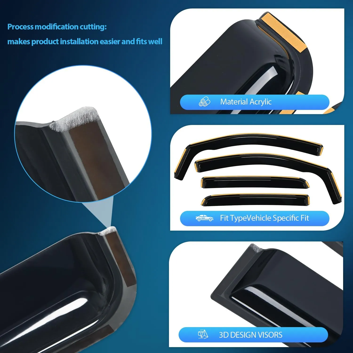 2015-2022 Chevy Colorado Crew Cab GMC Canyon Crew Cab Rain Guards Acrylic 4Pcs