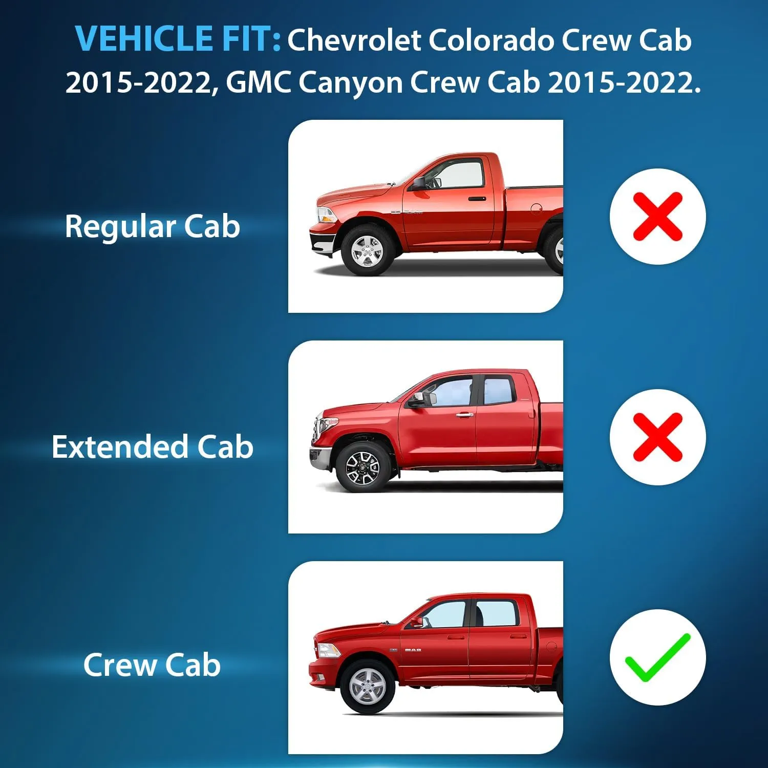 2015-2022 Chevy Colorado Crew Cab GMC Canyon Crew Cab Rain Guards Acrylic 4Pcs