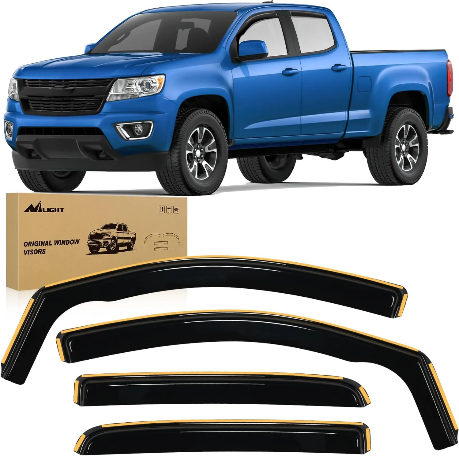 2015-2022 Chevy Colorado Crew Cab GMC Canyon Crew Cab Rain Guards Acrylic 4Pcs