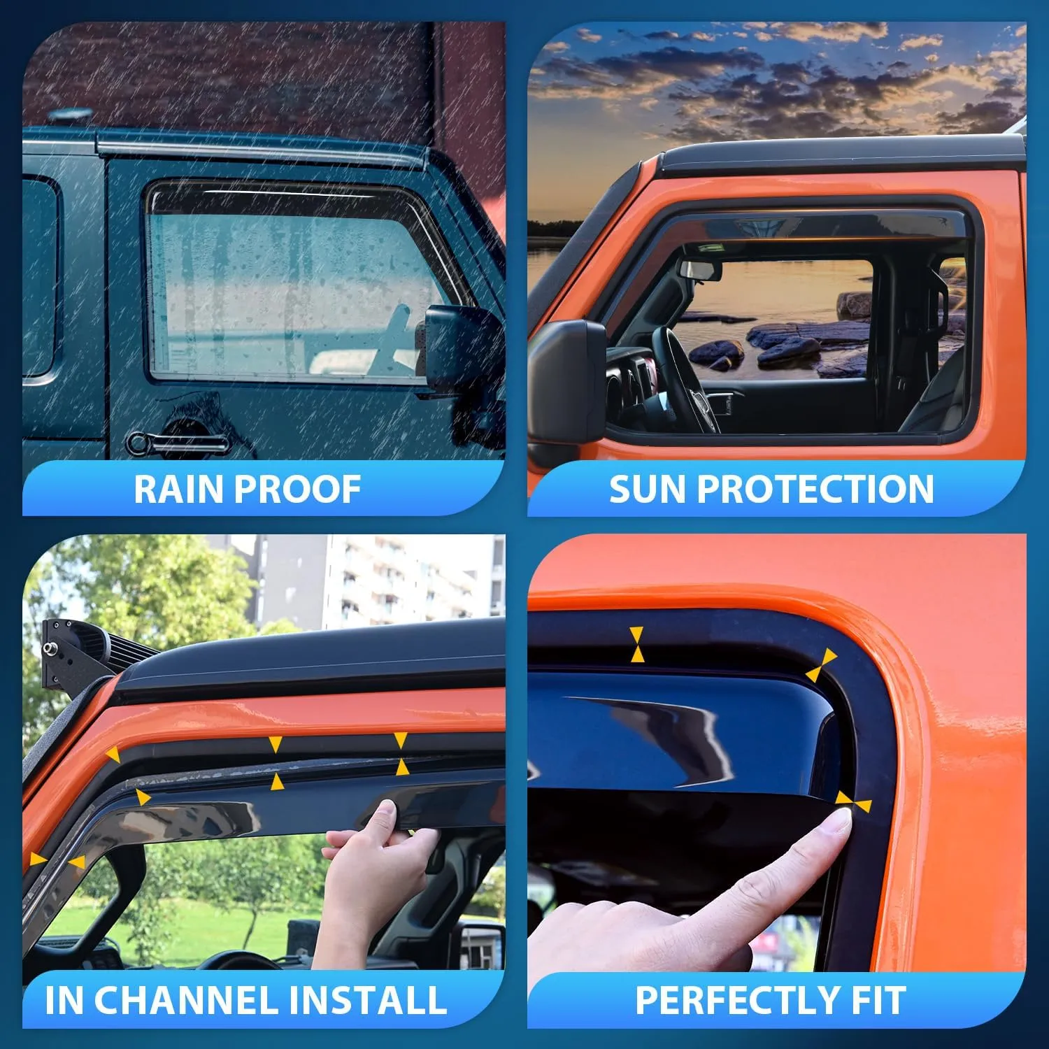 2016-2023 Toyota Tacoma Double Cab Rain Guards Acrylic 4Pcs