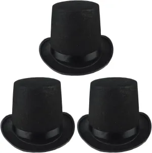 3pcs Black Bowler Hat Magician's Hat Dress Up Costume Accessory for Men Adult Fancy Dress Party