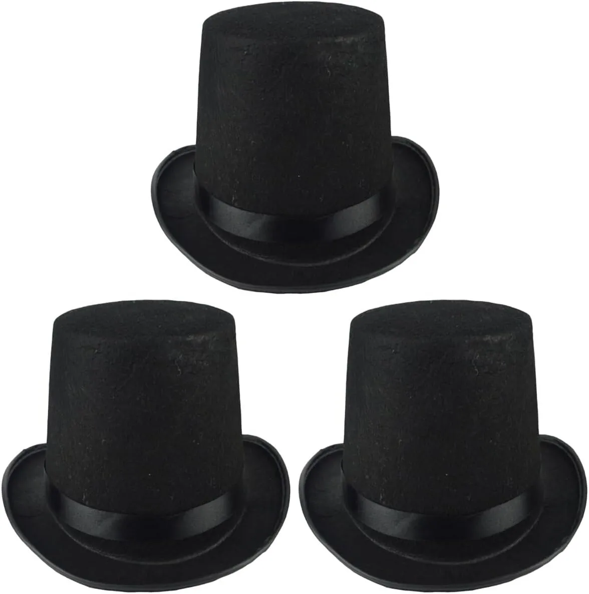 3pcs Black Bowler Hat Magician's Hat Dress Up Costume Accessory for Men Adult Fancy Dress Party