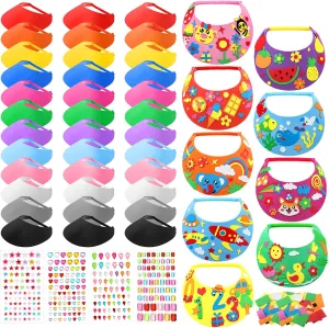 76 Pcs DIY Foam Visor Set - Assorted Color Sun Hats for Boys Girls Outdoor Activities, Crafts, and Sports
