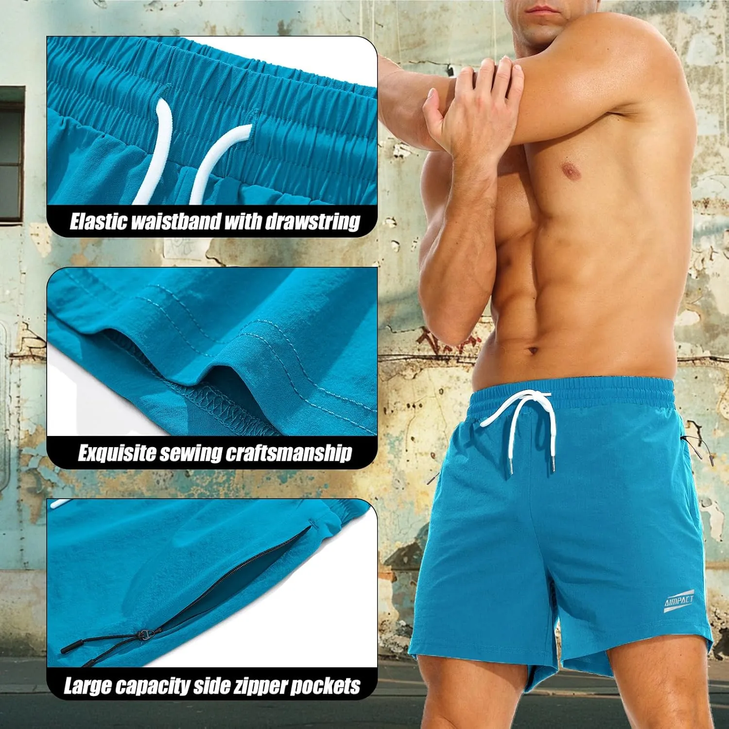 AIMPACT Men's Athletic Running Shorts Nylon Quick Dry Sports Tennis Shorts 5 Inch Lightweight Workout Gym Active Basketball