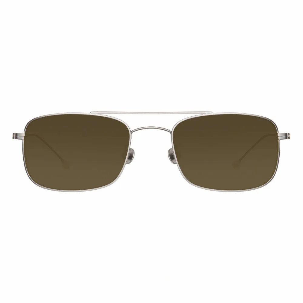 Ann Demeulemeester Sunglasses Rectangular Antique Aviator Silver and Brown AD46C3SUN
