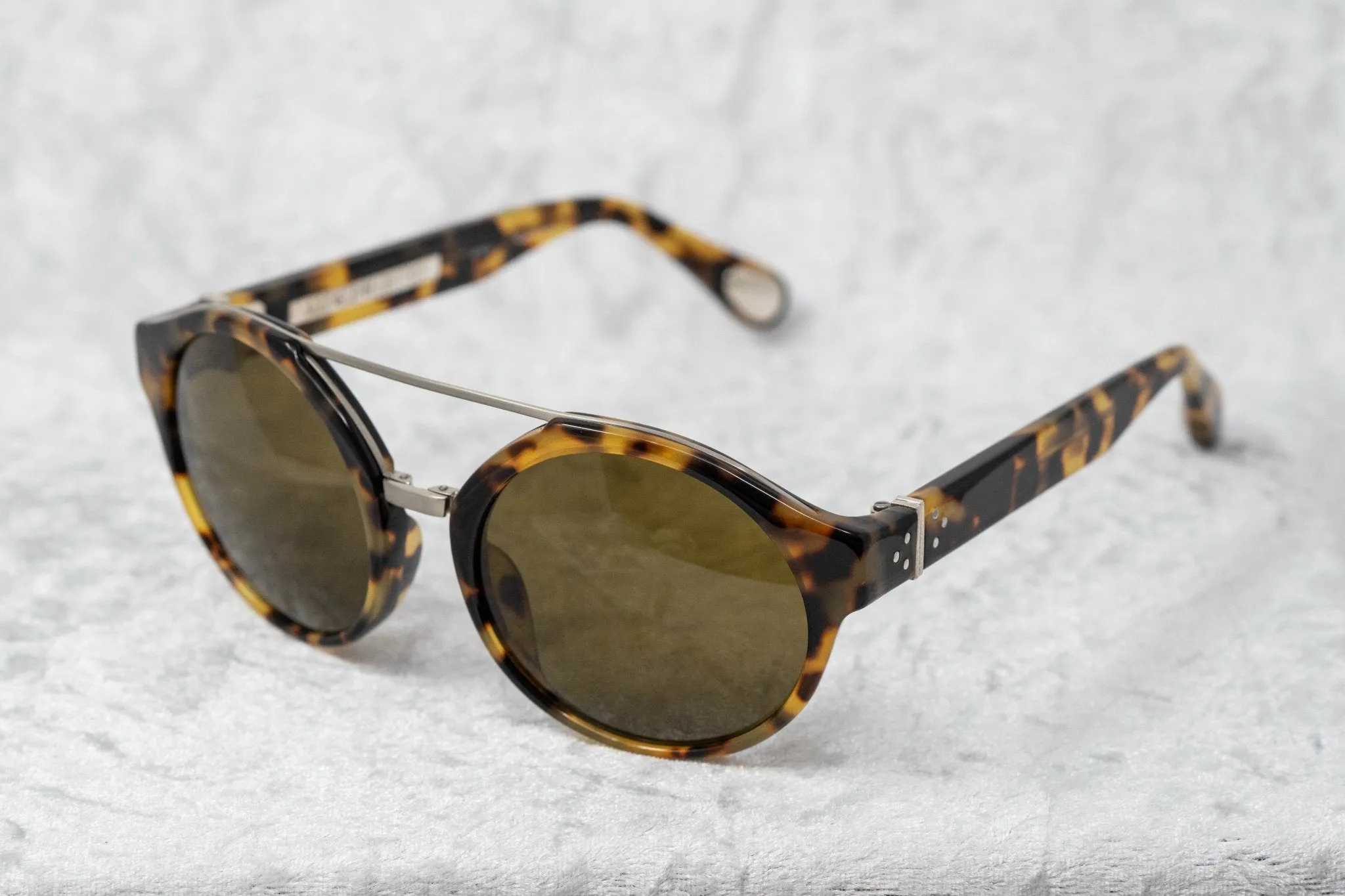 Ann Demeulemeester Sunglasses Round Tortoise Shell Titanium with Brown AD45C2SUN
