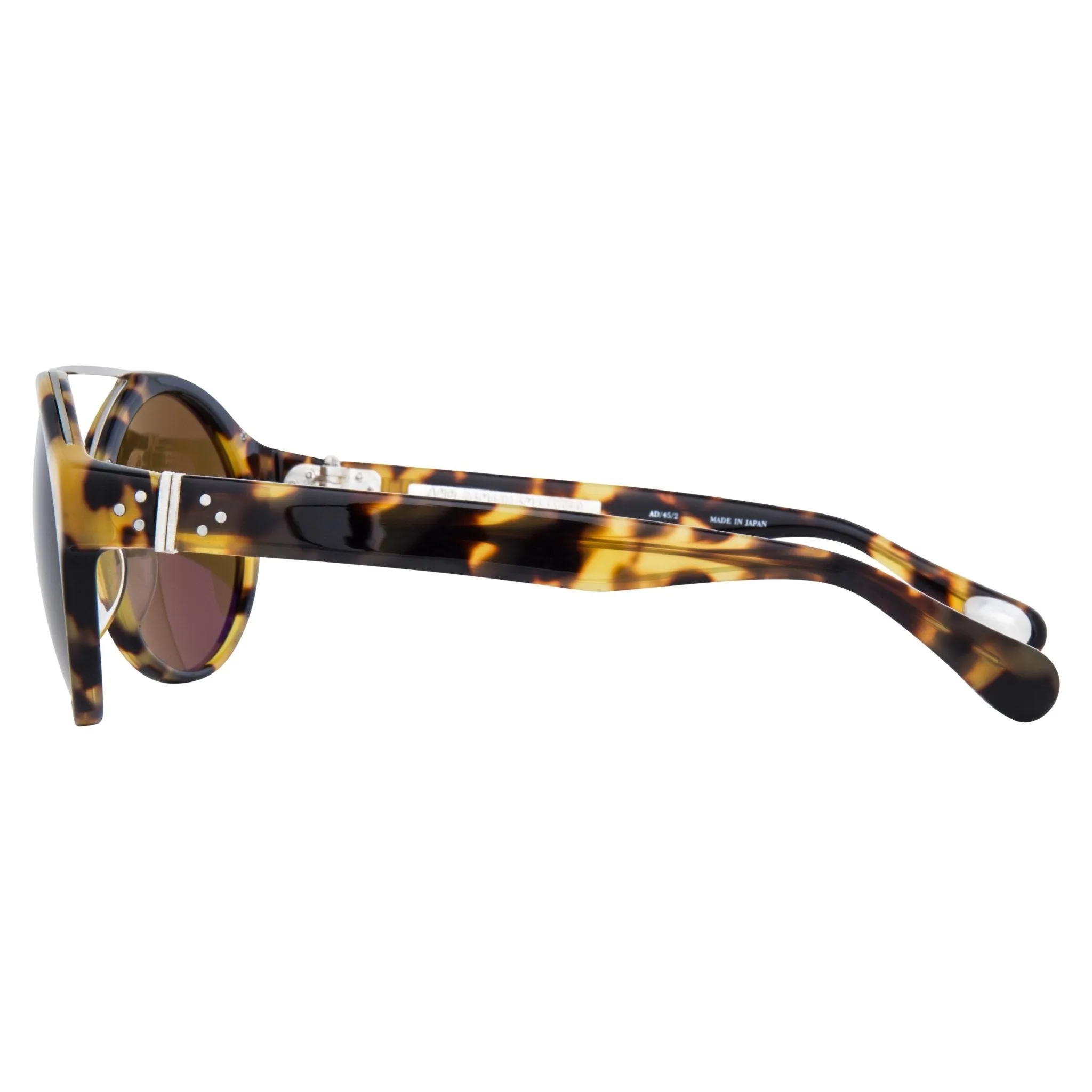 Ann Demeulemeester Sunglasses Round Tortoise Shell Titanium with Brown AD45C2SUN