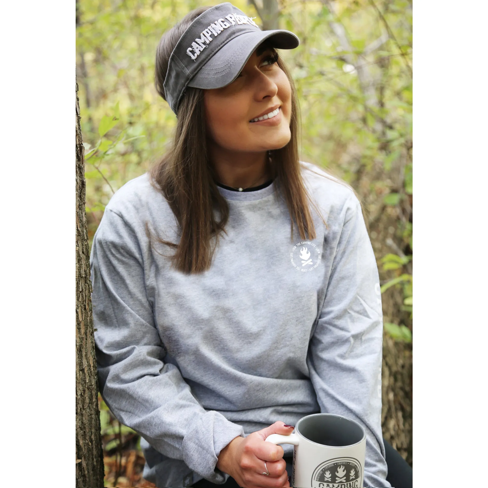 Camping People Dark Gray Adjustable Visor Hat