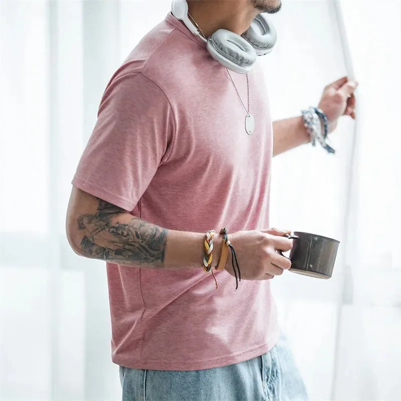 Casual Breathable Blended Short Sleeve T-shirt for Men - Comfort Crewneck Undershirts