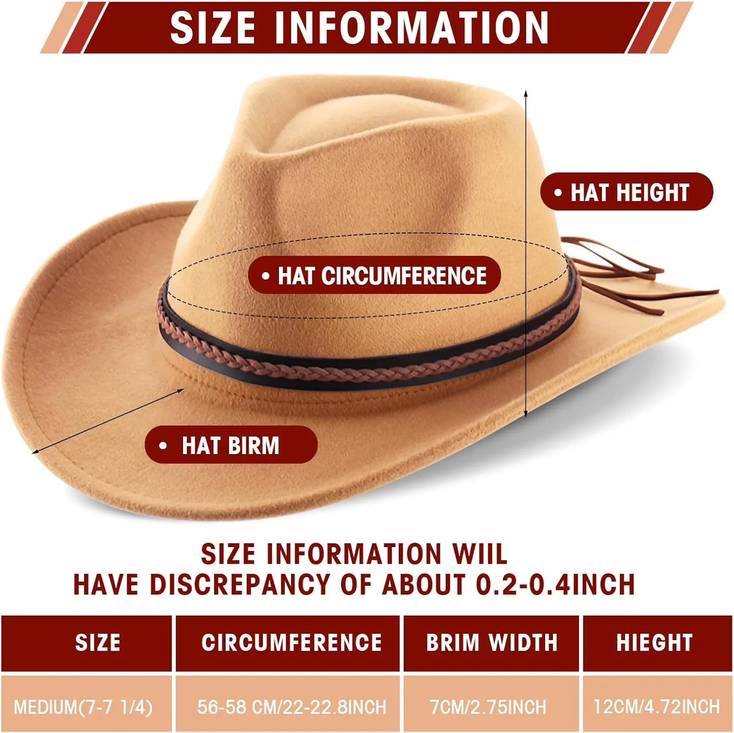 Chuarry 4 Pcs Women Men Felt Western Cowboy Hats Wide Brim Cowgirl Hats Panama Hat for Adults Costume Outdoor