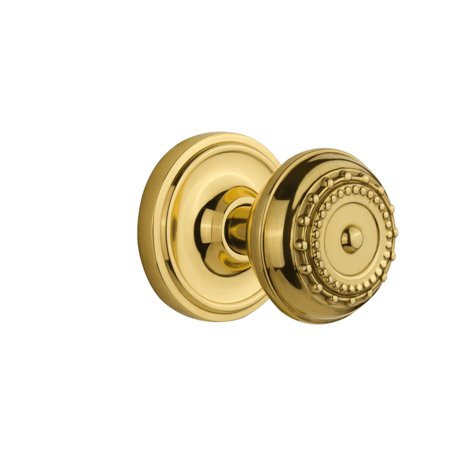 Classic Rosette with Meadows Knob in Polished Brass