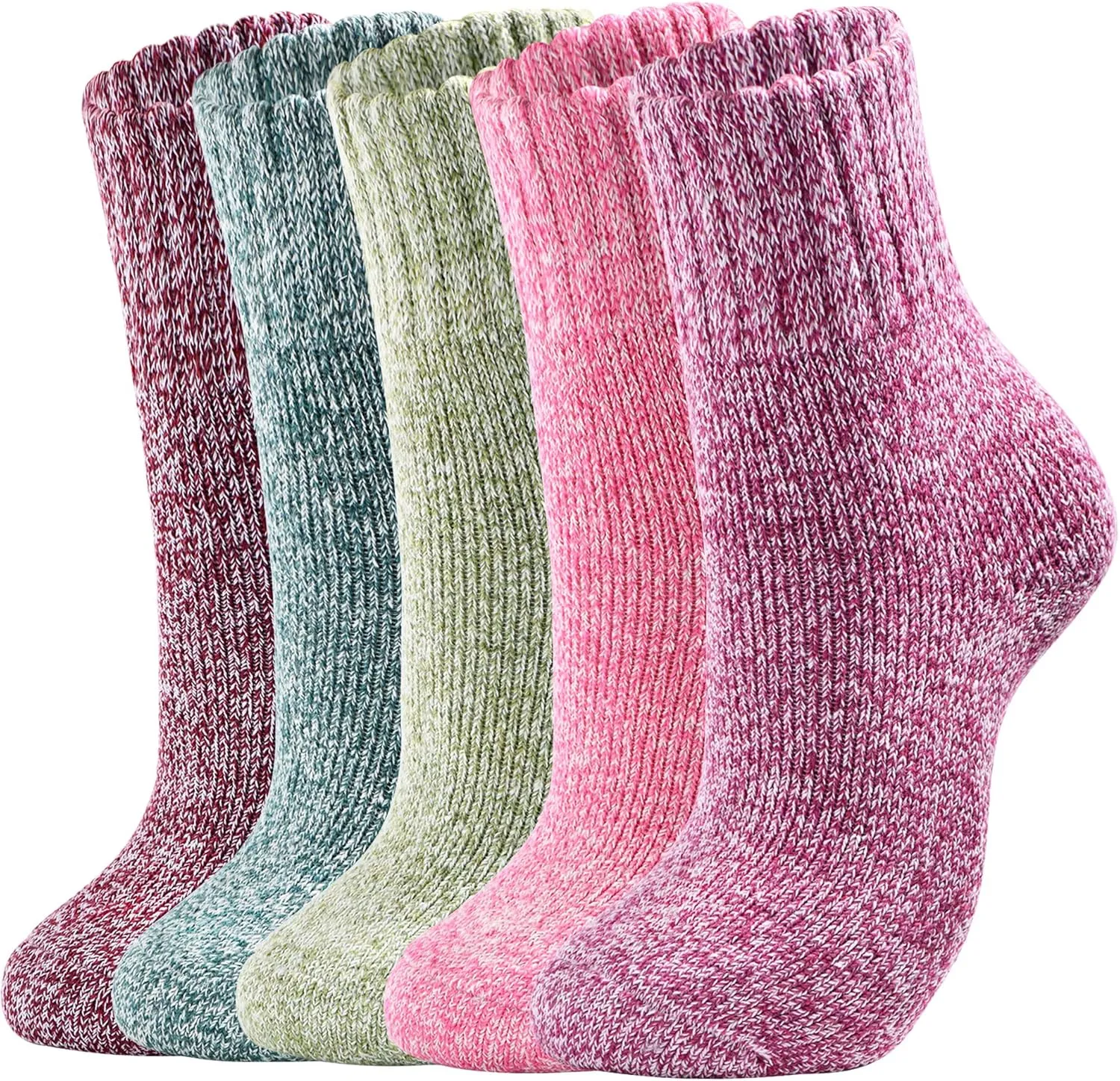 Clothclose 5 Pairs Wool Socks, Winter Warm Wool Socks for Women, Crew Sock Boot Sock for Women