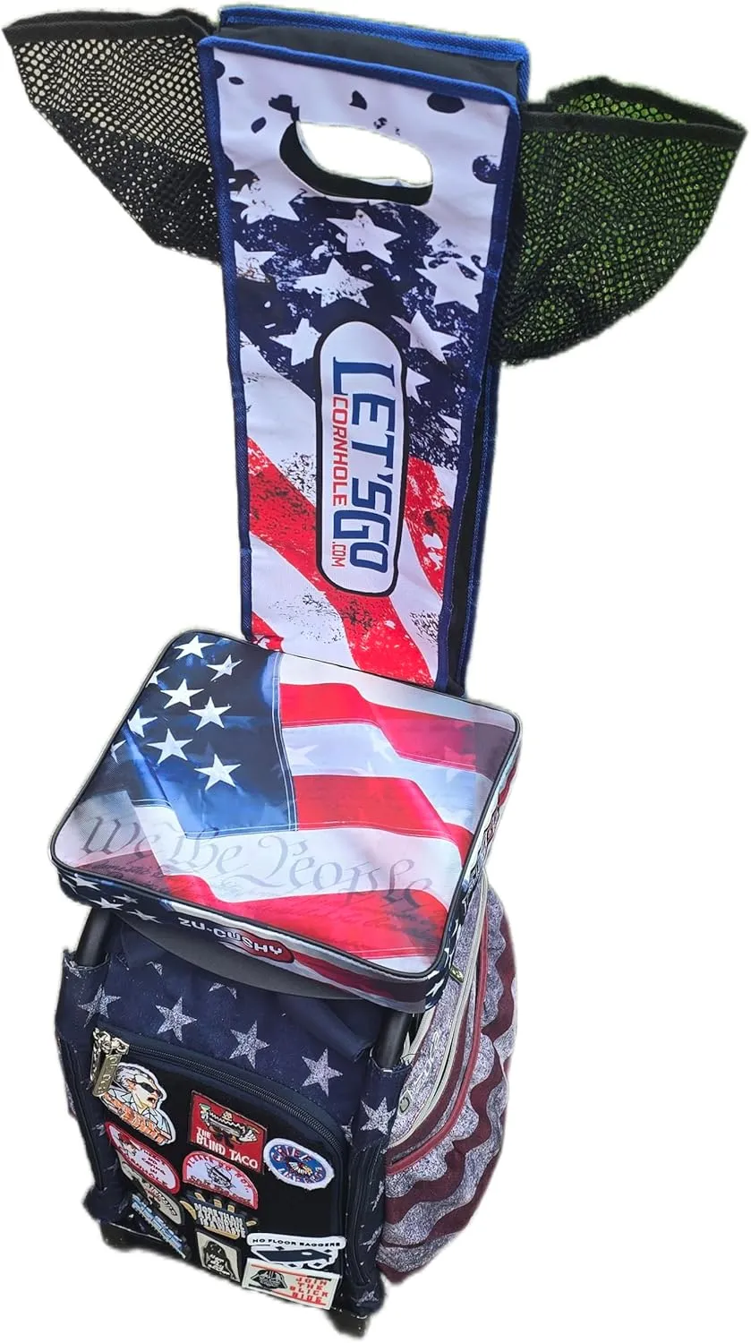 Cornhole Rolling cart seat Cushion. The ZUCUSHY Easily attaches/detaches in Seconds. Ice Skating, disc Golf, Zuca Compatible/Patchable