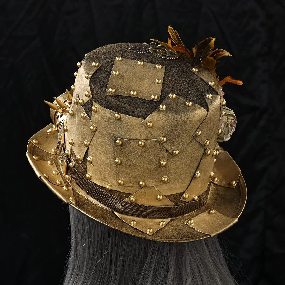 COSDREAMER Unisex Steampunk Top Hats Gothic Punk Magician Hat Feather Hat
