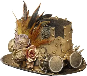 COSDREAMER Unisex Steampunk Top Hats Gothic Punk Magician Hat Feather Hat