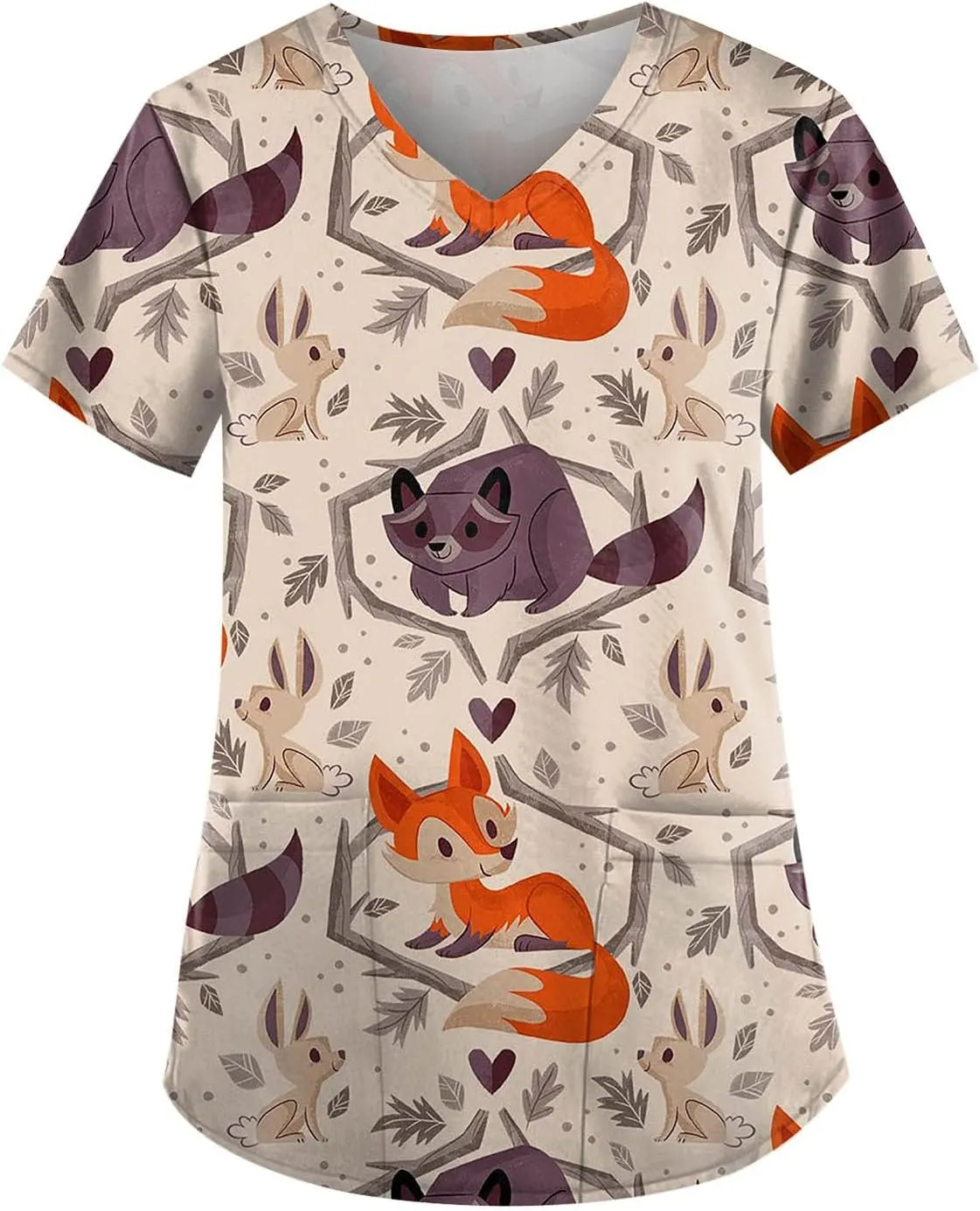 Cozy Fit Plus Size Scrub Shirts Medical Uniforms Tops Print Scrubs for Women Nurse Vet Pediatric with Design