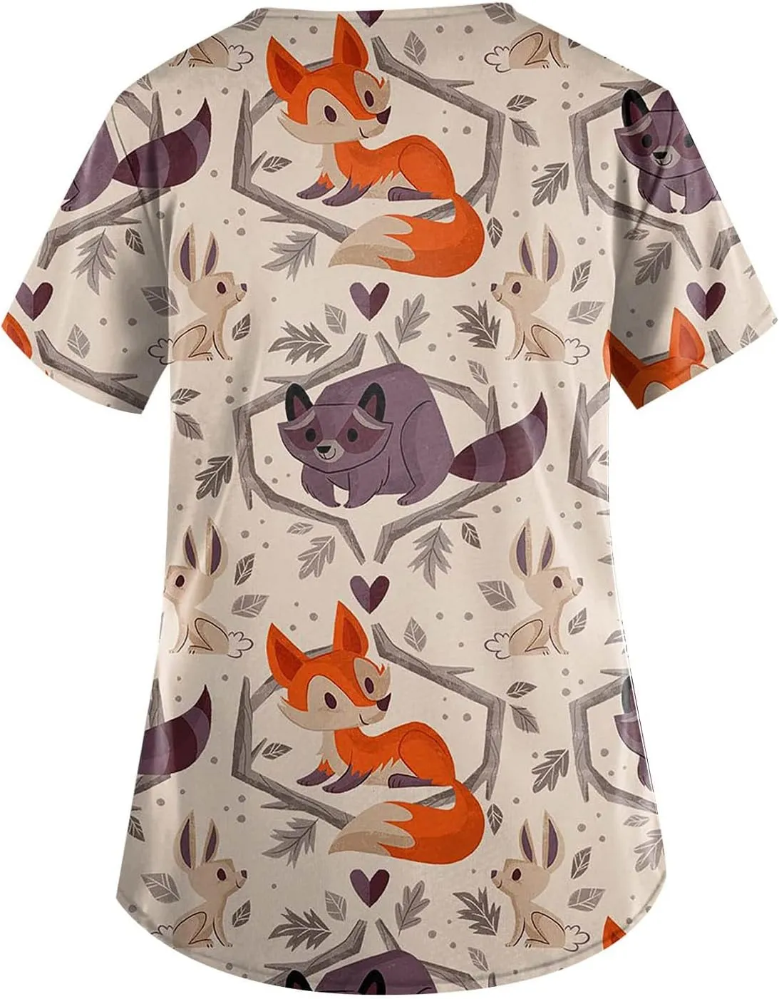 Cozy Fit Plus Size Scrub Shirts Medical Uniforms Tops Print Scrubs for Women Nurse Vet Pediatric with Design