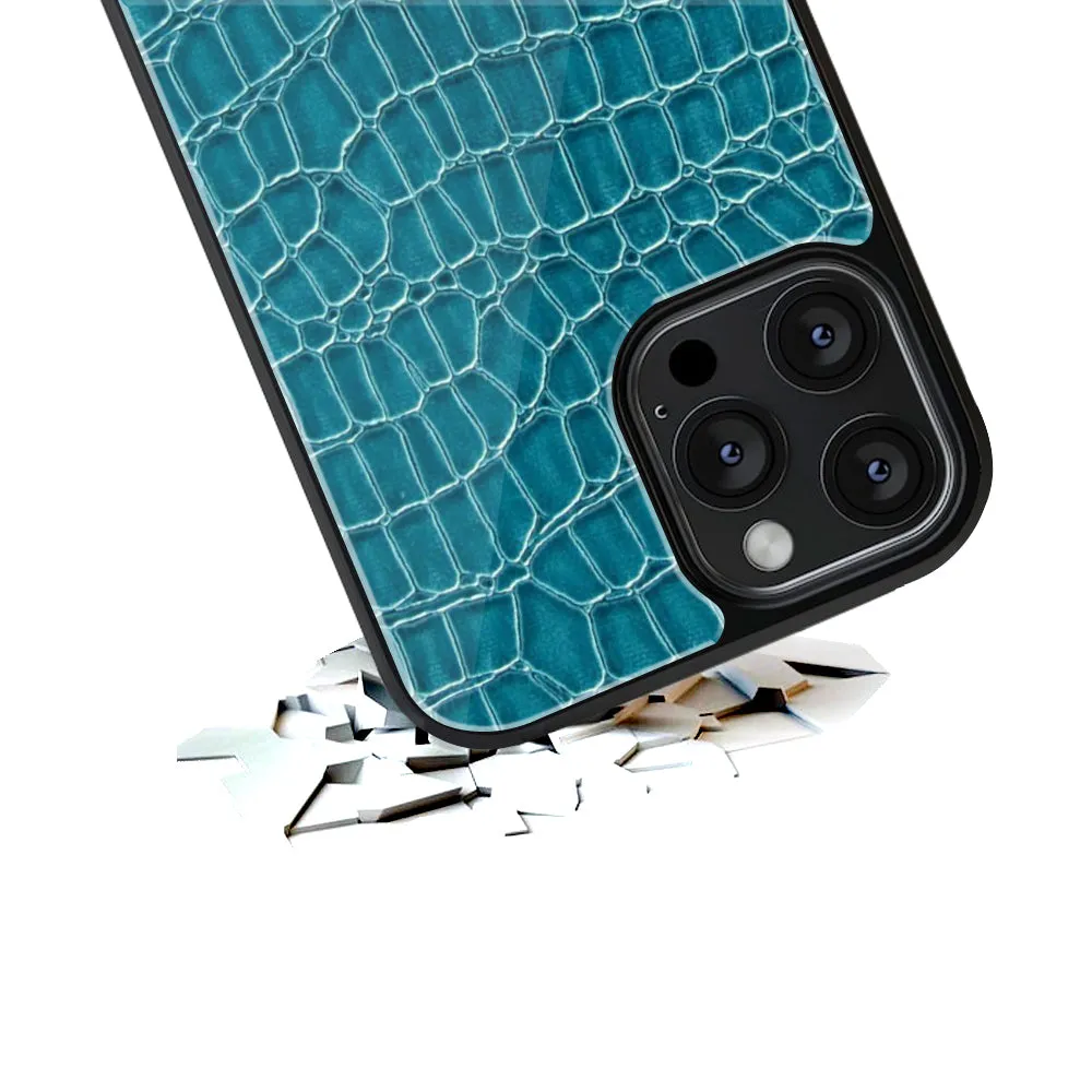 Croco Blue Phone Cover | Glass Case