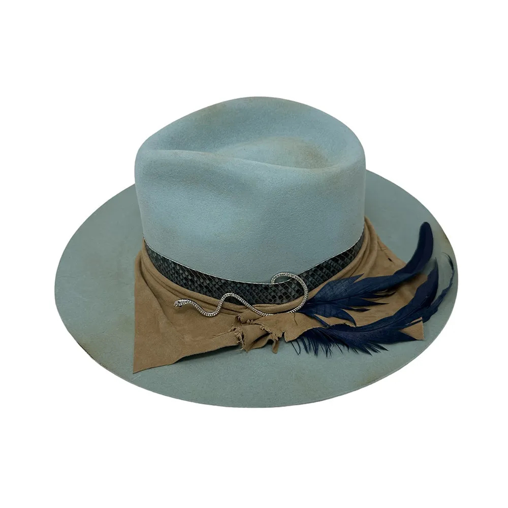Distressed Icy Blue Fedora