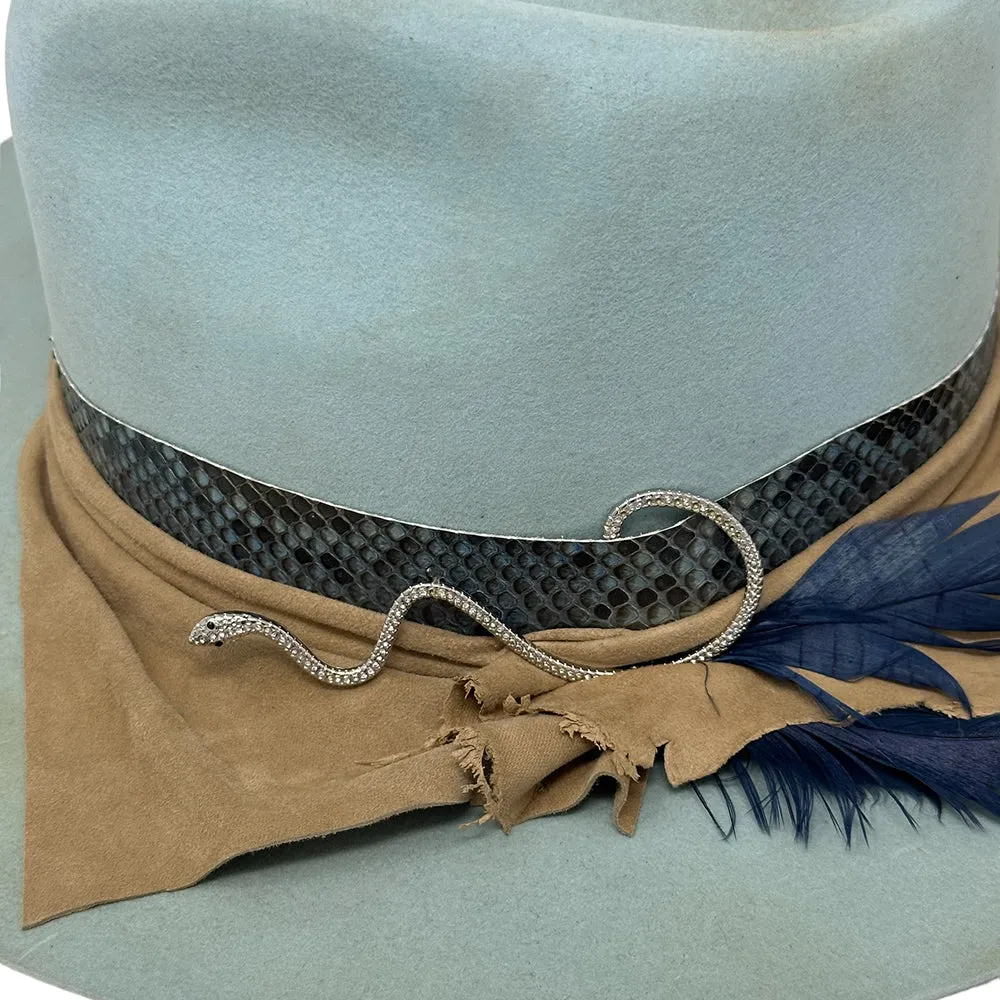 Distressed Icy Blue Fedora