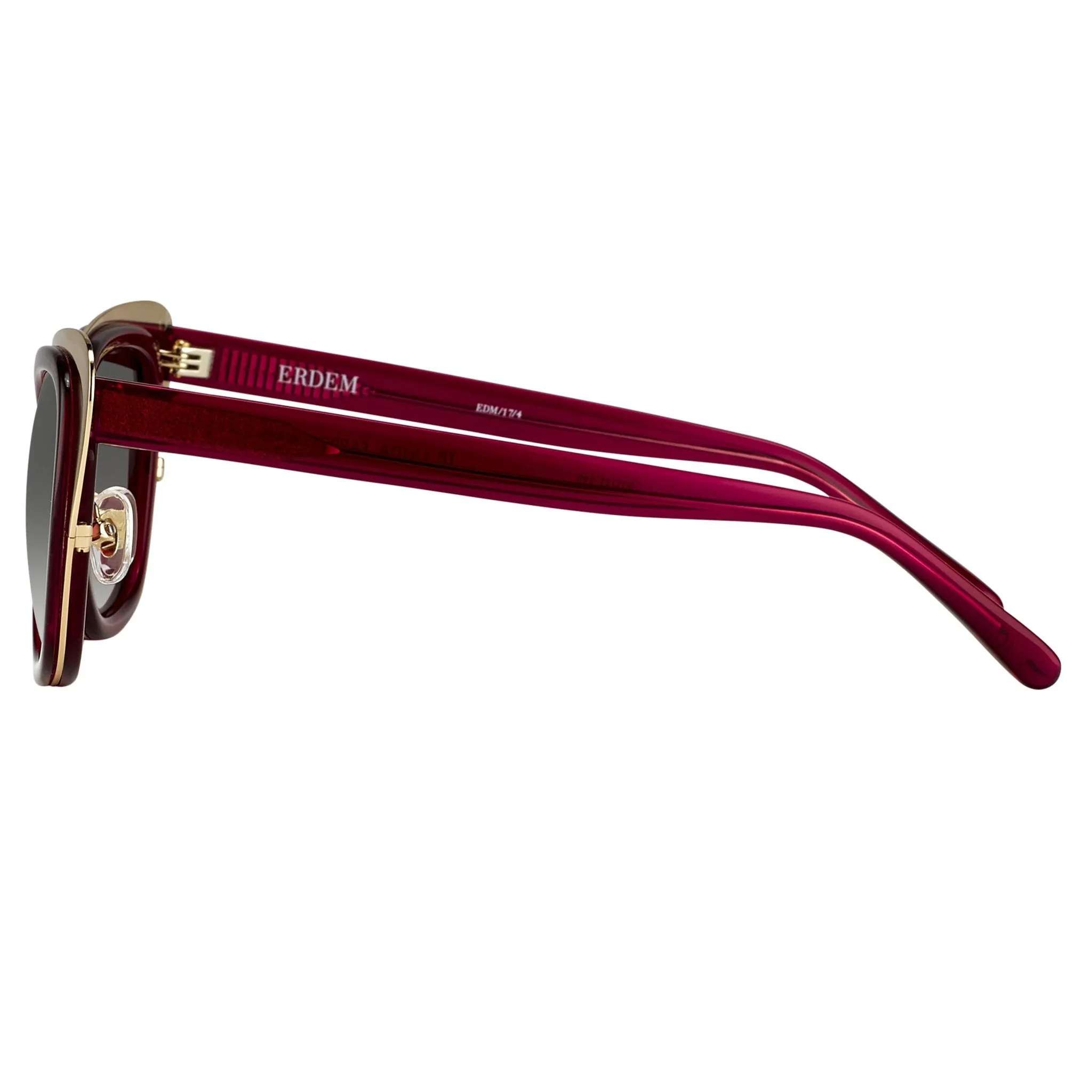 Erdem Sunglasses Cat Eye Gold and Maroon