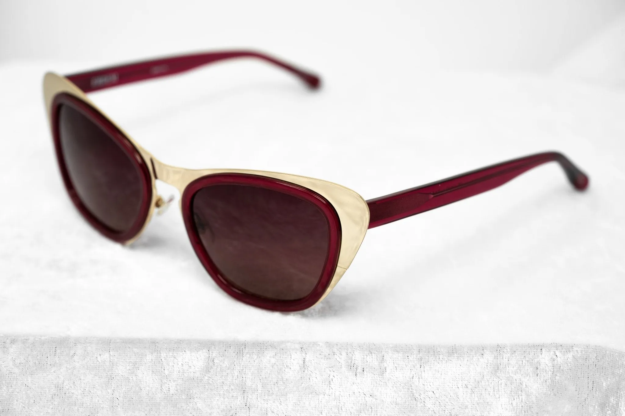 Erdem Sunglasses Cat Eye Gold and Maroon