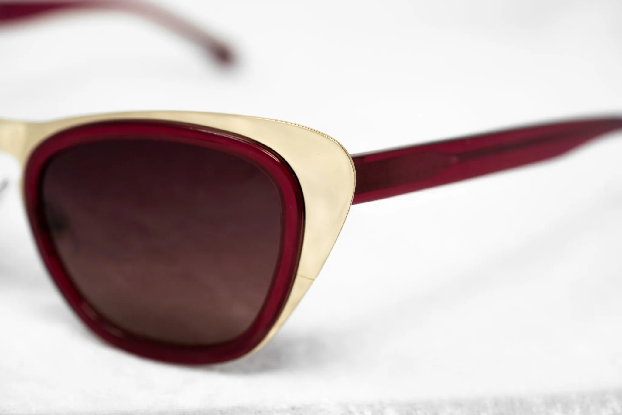 Erdem Sunglasses Cat Eye Gold and Maroon