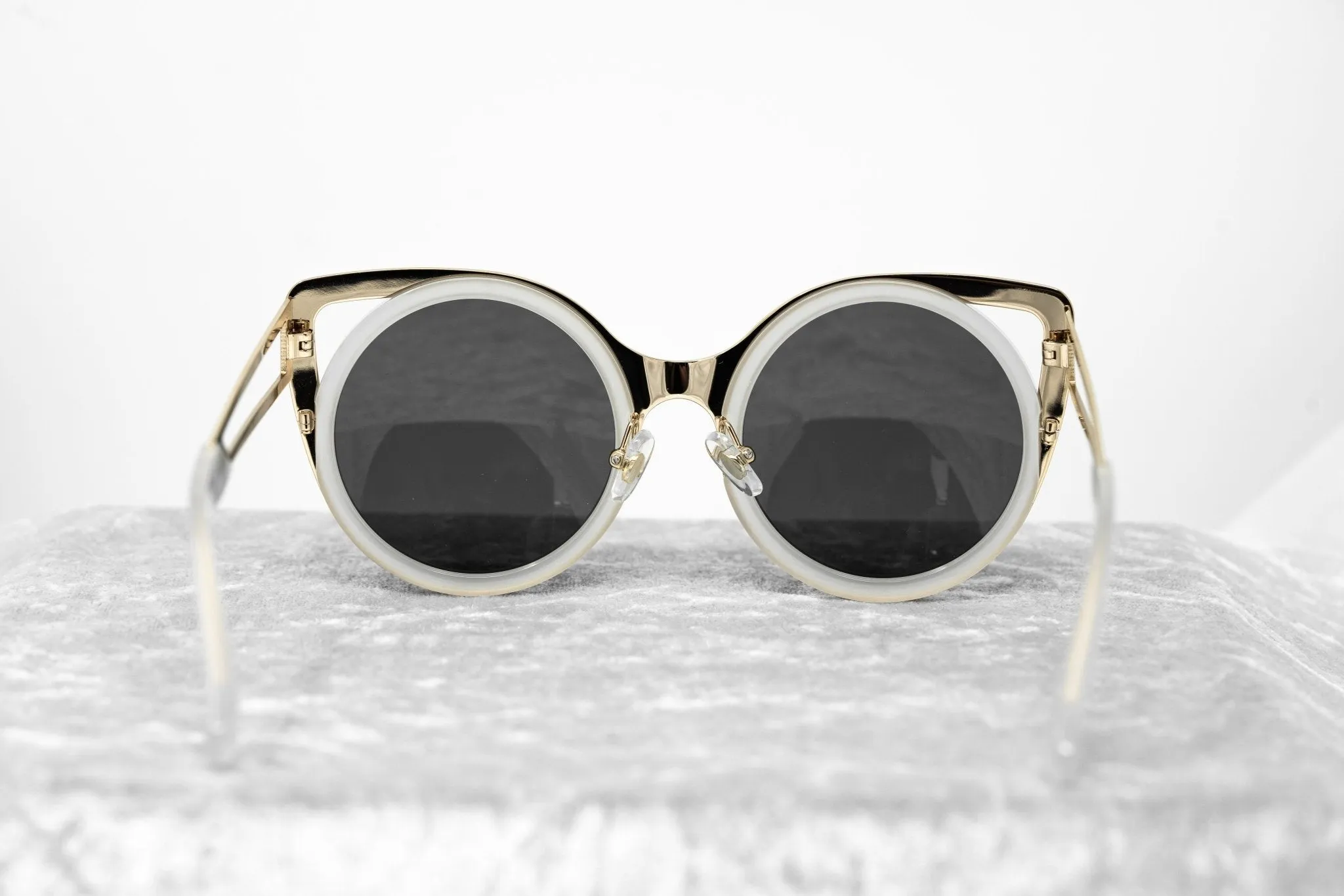 Erdem Sunglasses Cat Eye Transparent White and Grey