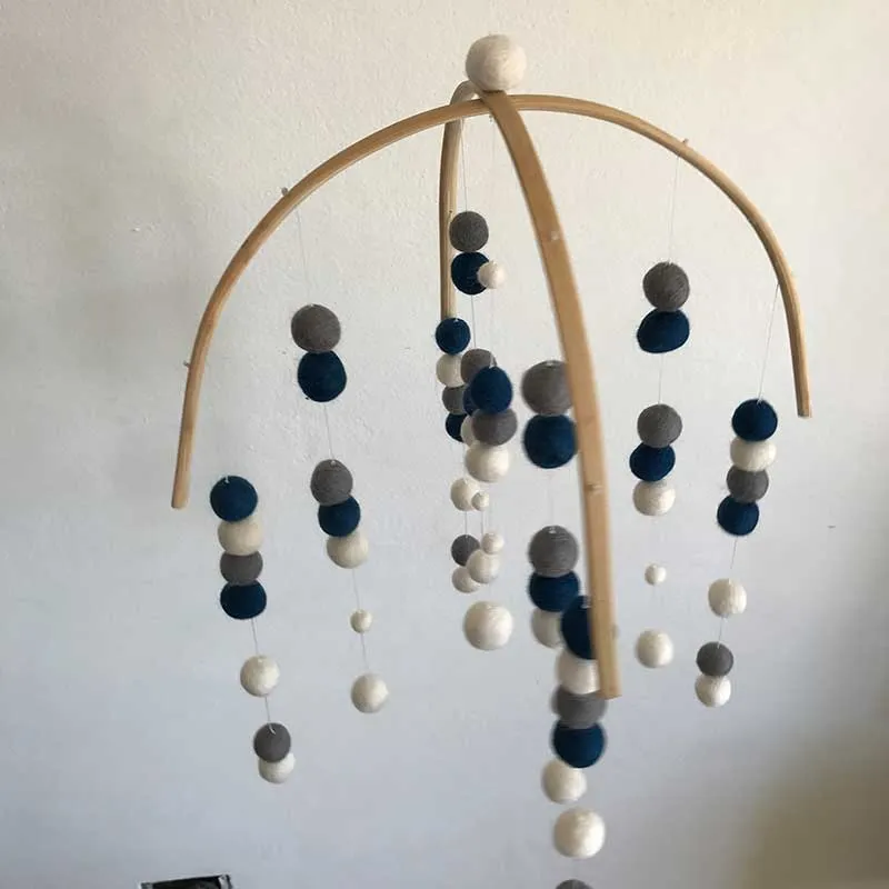 Felt Ball Mobile Grey Navy Blue White