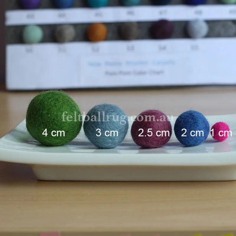 Felt Ball Rose Red 1CM,  2CM, 2.5CM, 3CM, 4CM Colour 2