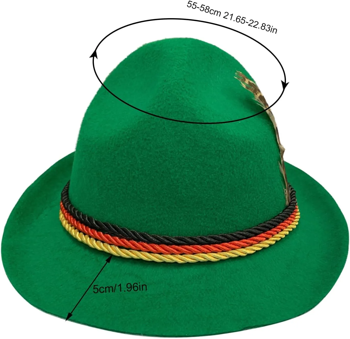 Felt Bavarian Oktoberfest Hat for Men Women Bavarian Oktoberfest German Hats with Feathers