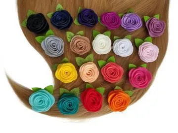 Gray 1.5" Felt Flower Rose Clip