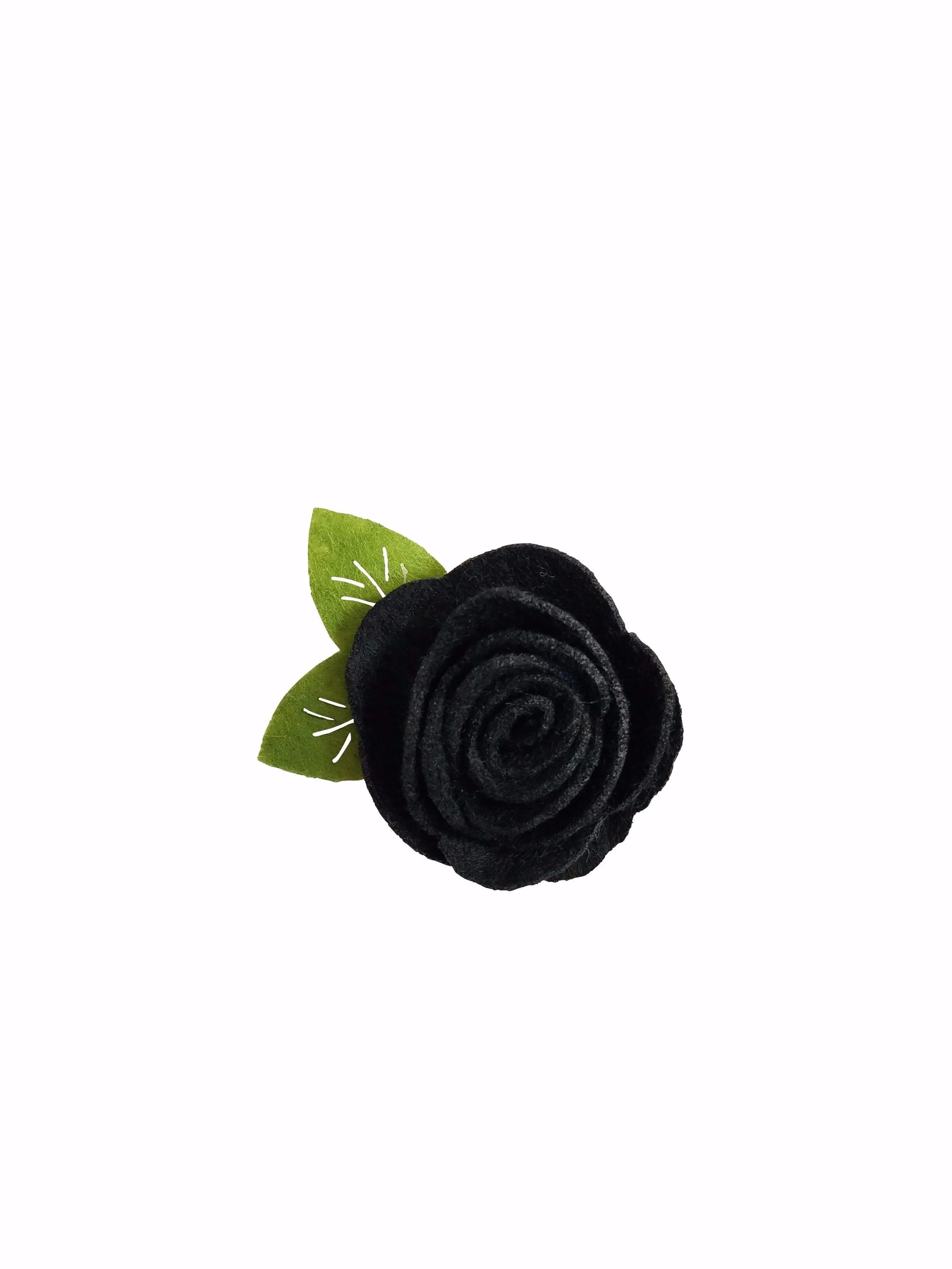 Gray 1.5" Felt Flower Rose Clip