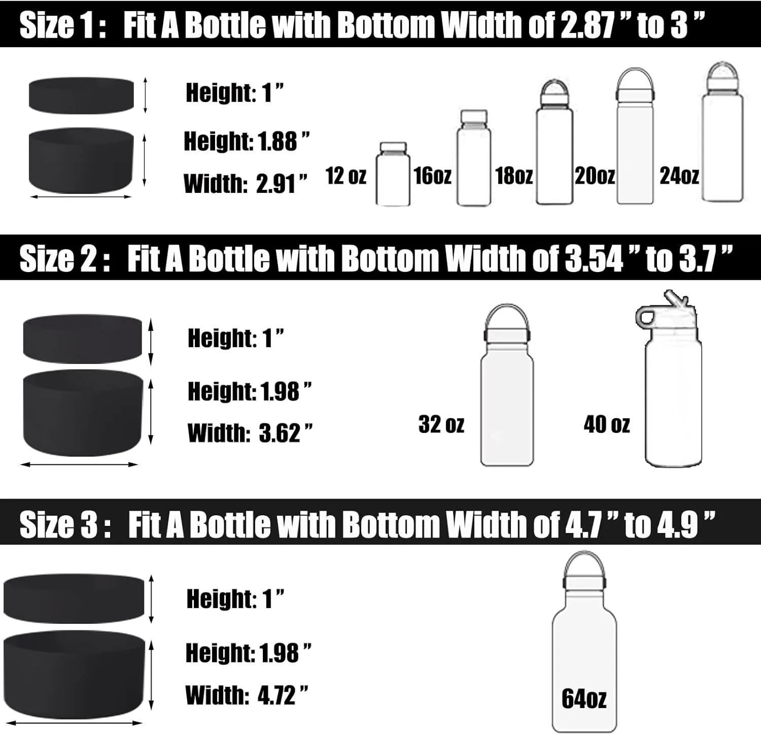 Greant Double Protective Water Bottle Boot Compatible with Hydro Flask, Silicone Flex Boot Compatible with Hydroflask Boot, Universal Anti-Slip Bottle Sleeve, 3 Sizes to Choose
