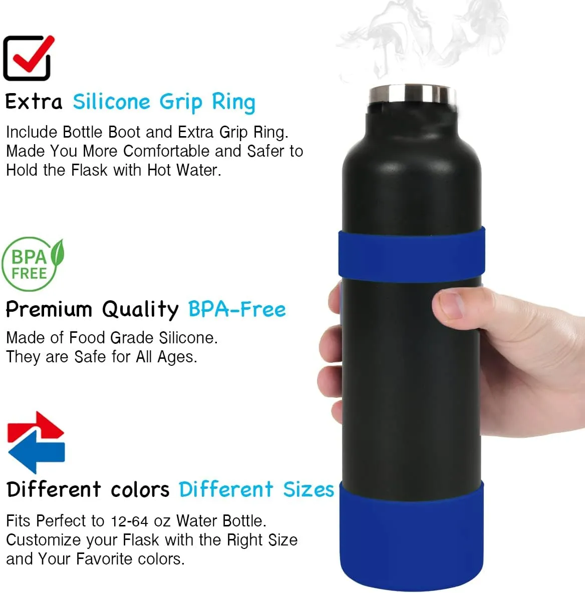 Greant Double Protective Water Bottle Boot Compatible with Hydro Flask, Silicone Flex Boot Compatible with Hydroflask Boot, Universal Anti-Slip Bottle Sleeve, 3 Sizes to Choose