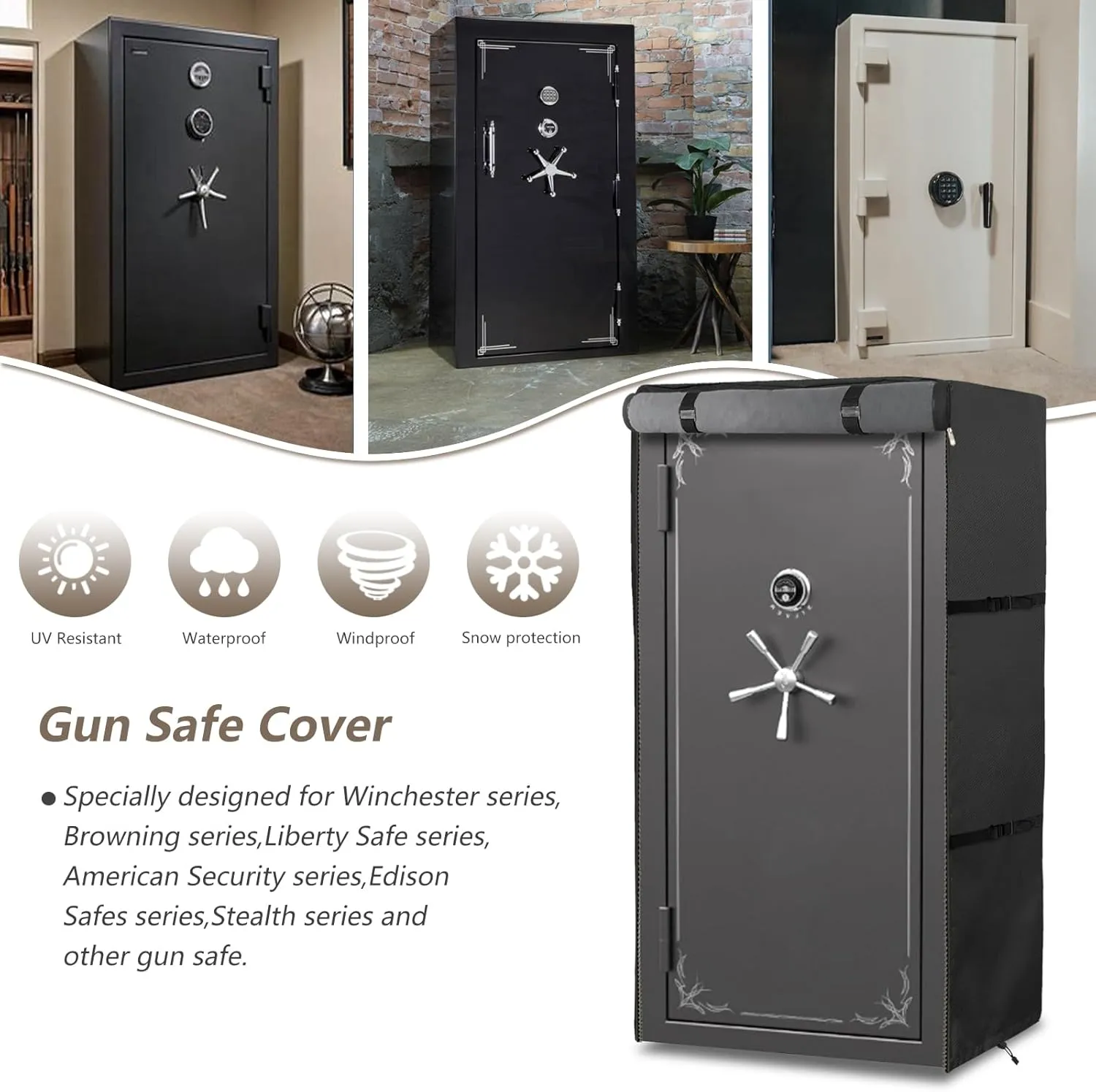 Gun Safe Cover,Heavy Duty 600D Waterproof Dustproof Gun Safe Cover for Rifles and Pistols Gun Safe,Concealed Gun Cabinet Cover with Plush Liner