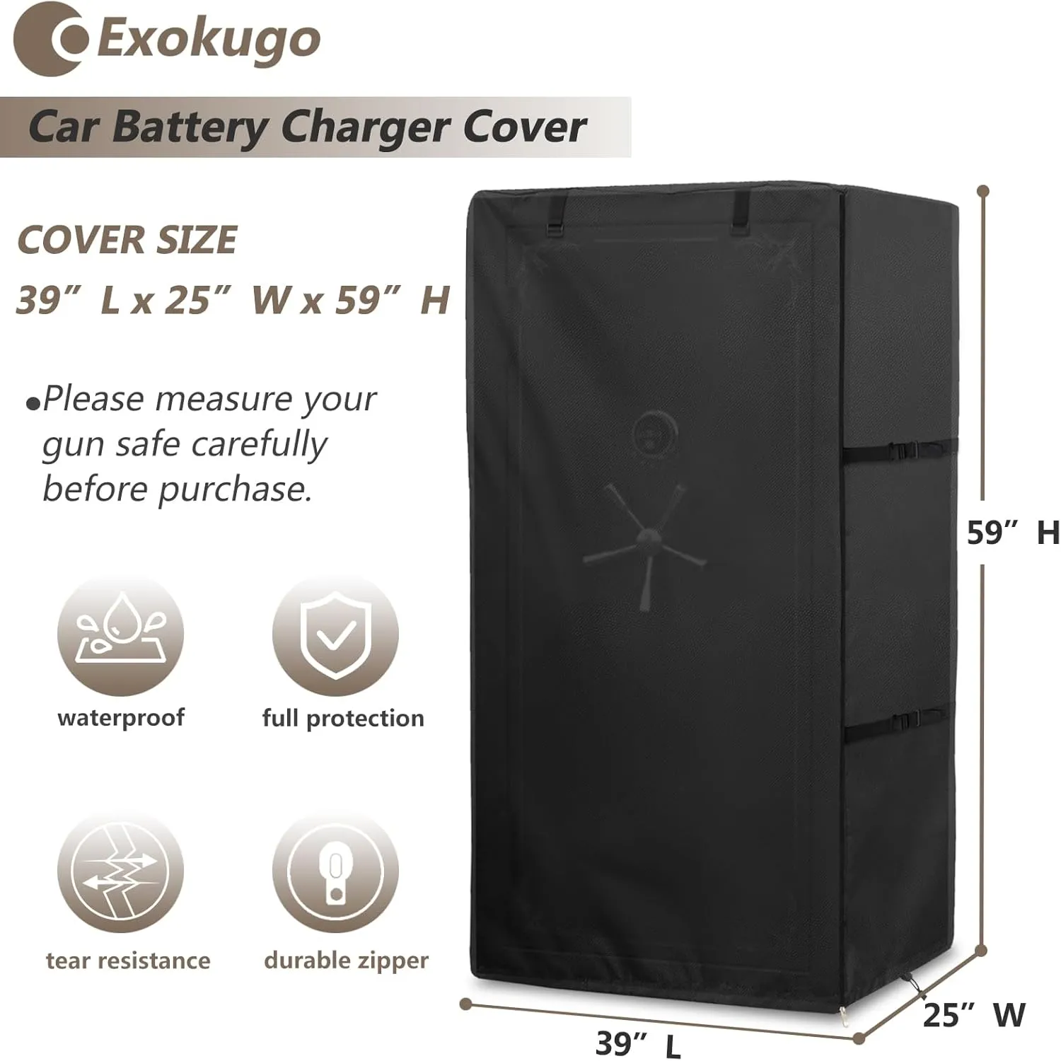 Gun Safe Cover,Heavy Duty 600D Waterproof Dustproof Gun Safe Cover for Rifles and Pistols Gun Safe,Concealed Gun Cabinet Cover with Plush Liner