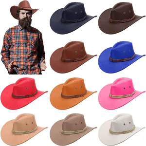 Hercicy 10 Pcs Wide Brimmed Felt Hats - Cowboy Hats for Men, Women, Adult Costume, Halloween, Cosplay, 10 Colors