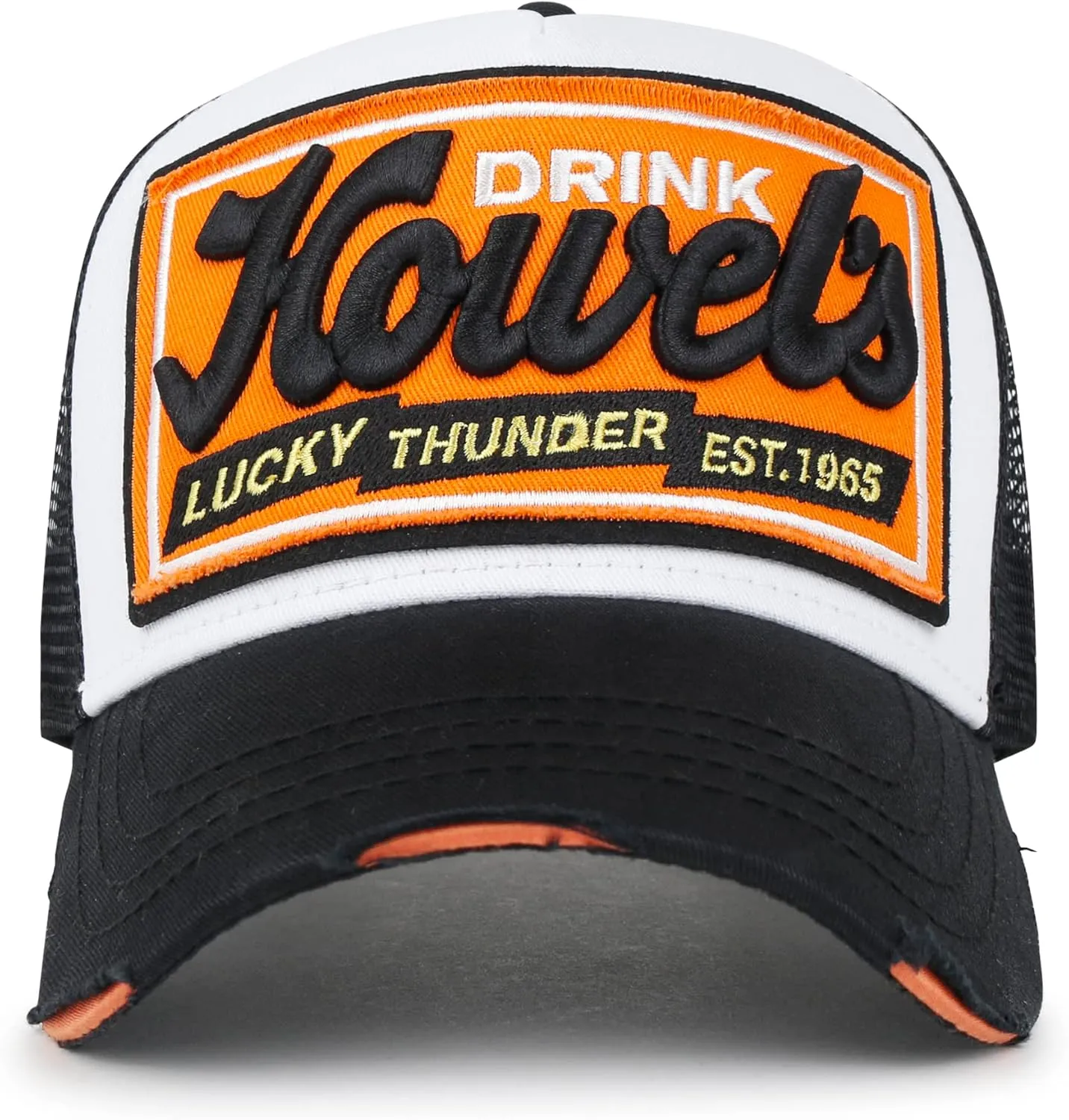 ililily Premium Howels Embroidery Vintage Baseball Cap Distressed Trucker Hat
