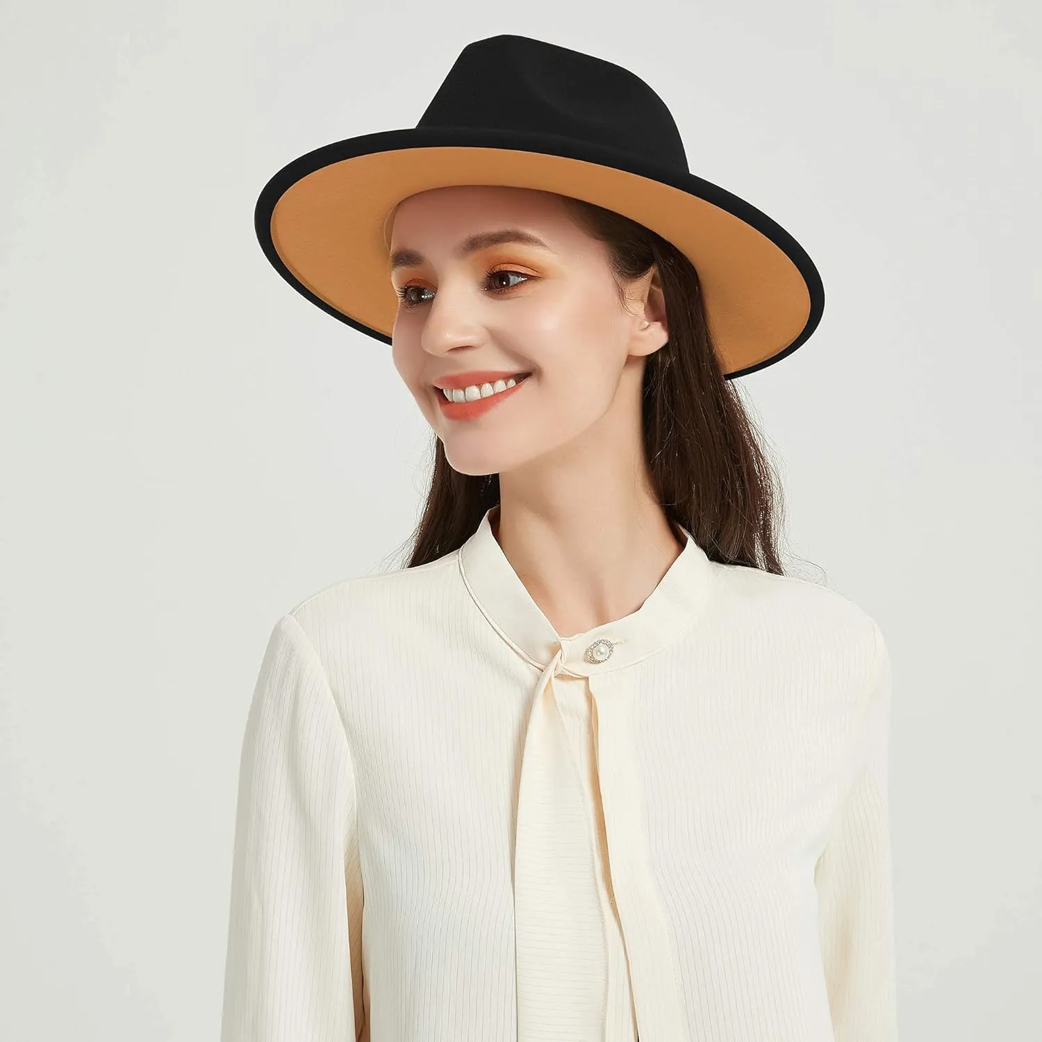 jingsha Fedora Hats for Men & Women Wide Brim Fedora Felt Panama Hat Men's Dress Hats with Belt Buckle