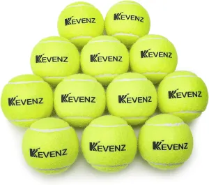 KEVENZ 12/24-Pack Standard Pressure Training Tennis Balls, Highly Elasticity, More Durable, Good for Beginner Training Ball