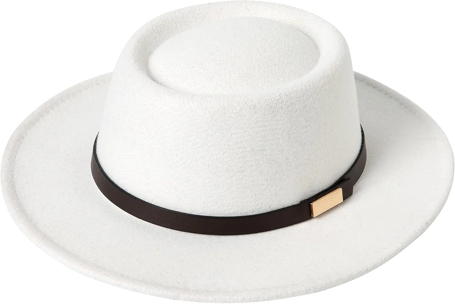 Lanzom Women Vintage Wide Brim Warm Wool Fedora Hat Belt Panama Hat Felt Jazz Hat
