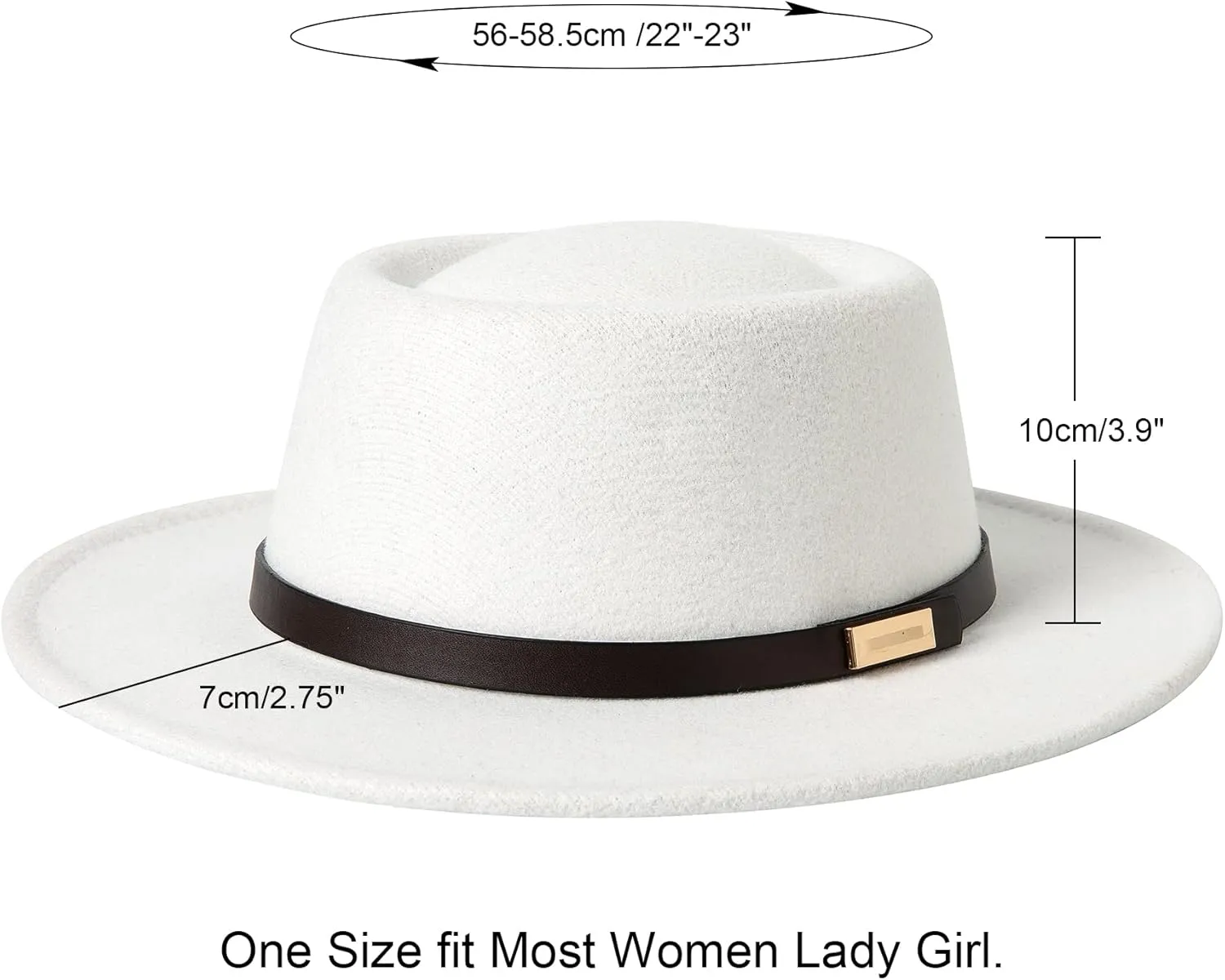 Lanzom Women Vintage Wide Brim Warm Wool Fedora Hat Belt Panama Hat Felt Jazz Hat