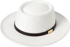 Lanzom Women Vintage Wide Brim Warm Wool Fedora Hat Belt Panama Hat Felt Jazz Hat