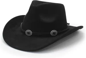 LIDHAY Cowboy Hat for Women and Men Felt Wide Brim Suede Cowboy Cowgirl Hats Felt Cattleman Western Hats