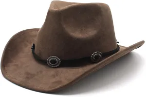 LIDHAY Cowboy Hat for Women and Men Felt Wide Brim Suede Cowboy Cowgirl Hats Felt Cattleman Western Hats