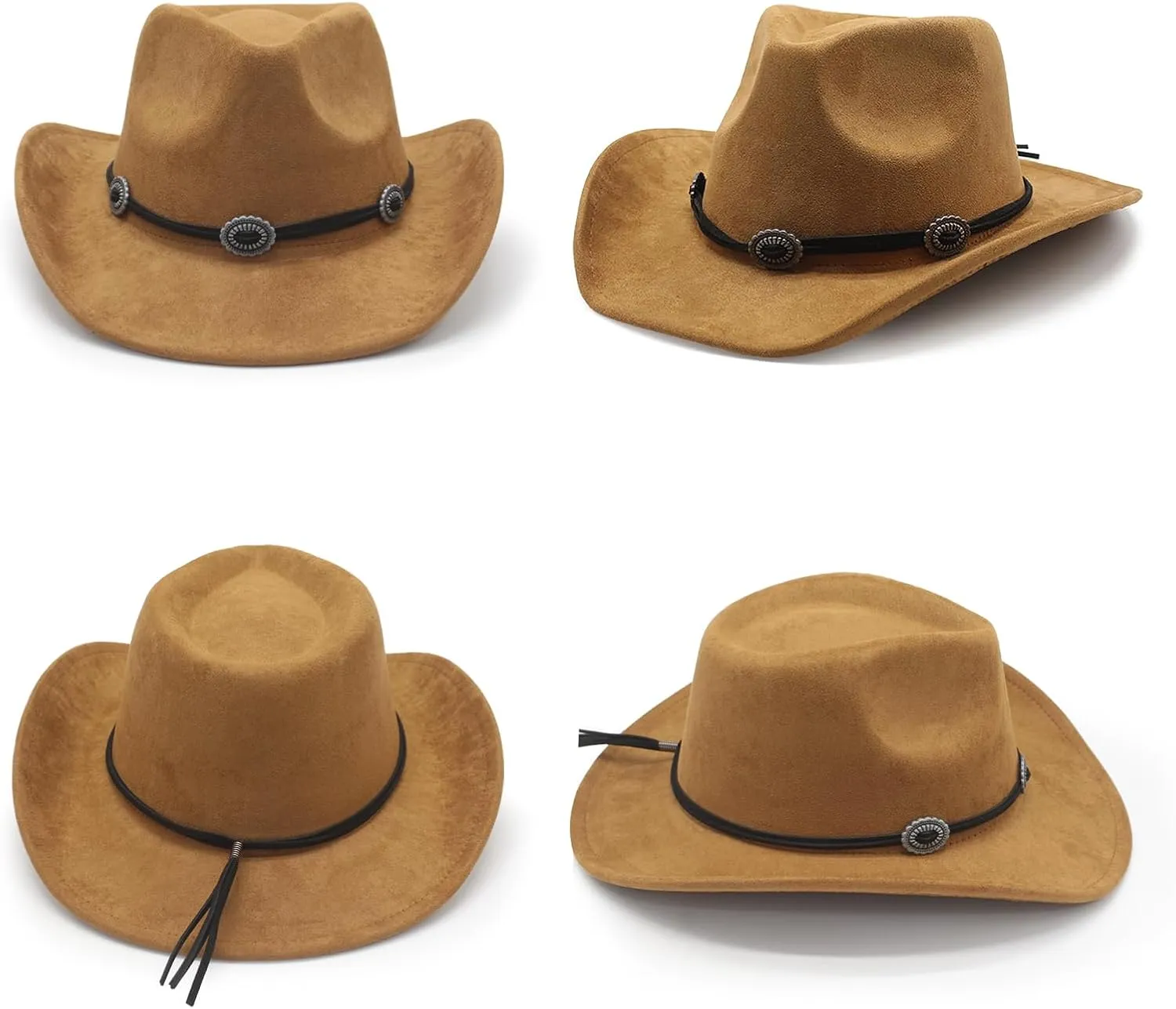 LIDHAY Cowboy Hat for Women and Men Felt Wide Brim Suede Cowboy Cowgirl Hats Felt Cattleman Western Hats