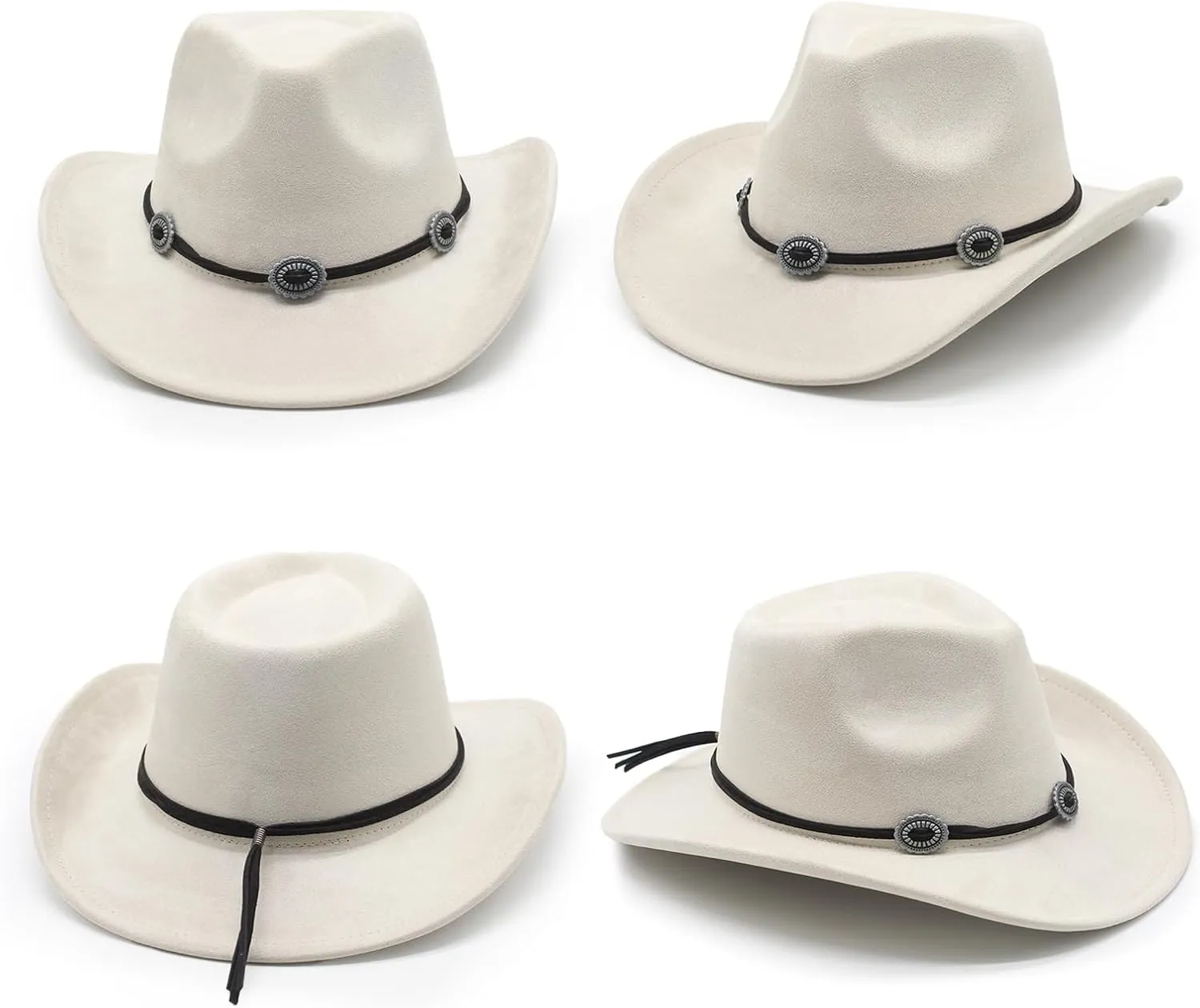 LIDHAY Cowboy Hat for Women and Men Felt Wide Brim Suede Cowboy Cowgirl Hats Felt Cattleman Western Hats