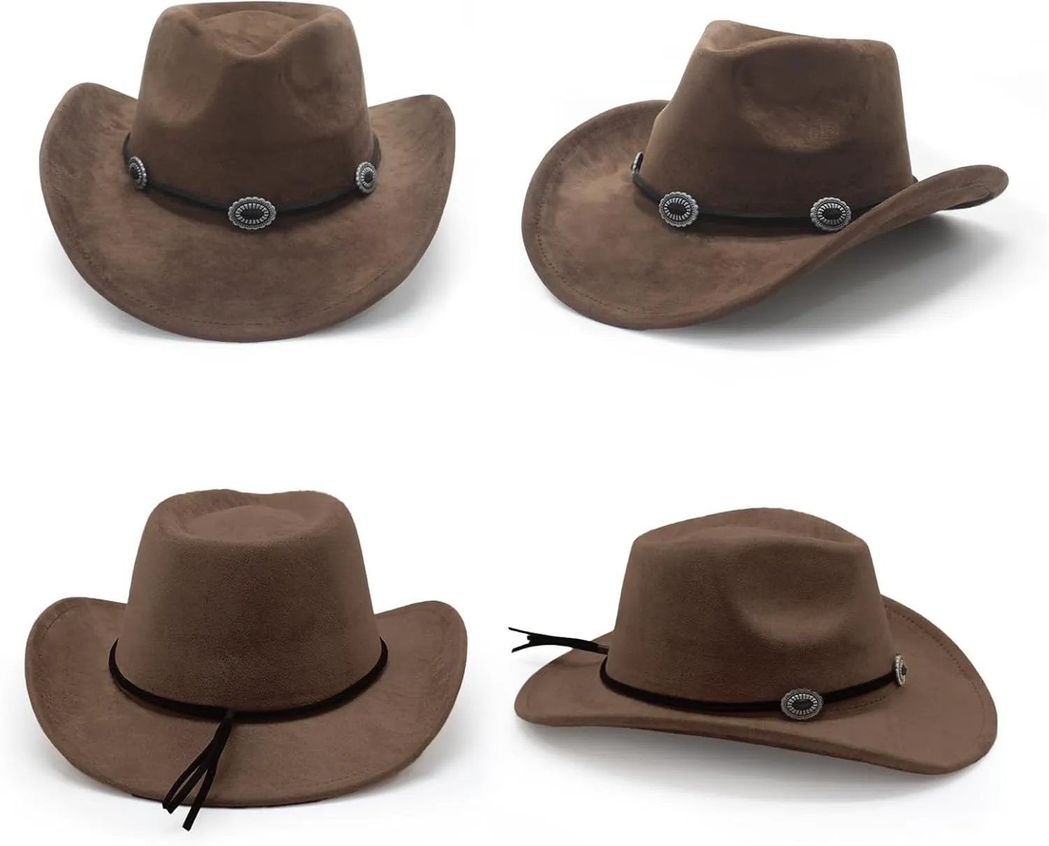 LIDHAY Cowboy Hat for Women and Men Felt Wide Brim Suede Cowboy Cowgirl Hats Felt Cattleman Western Hats