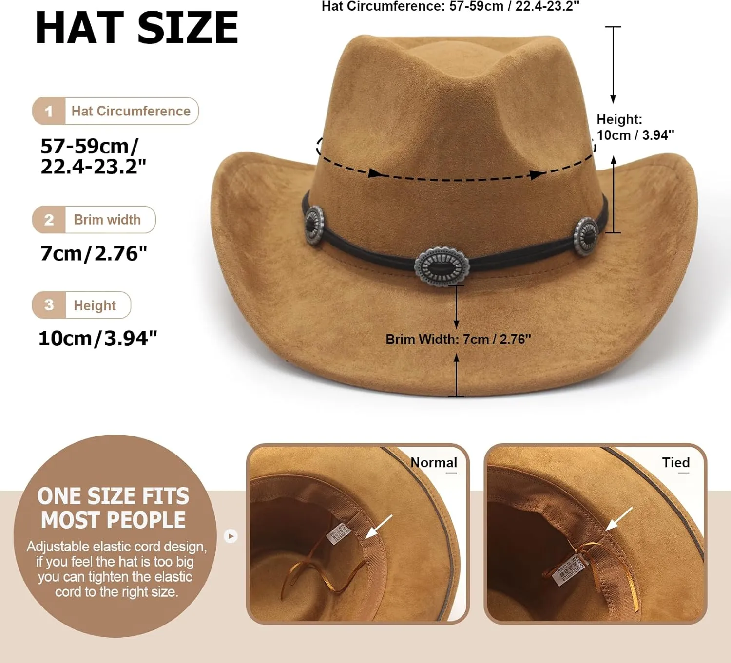 LIDHAY Cowboy Hat for Women and Men Felt Wide Brim Suede Cowboy Cowgirl Hats Felt Cattleman Western Hats
